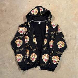 Rare Ed Hardy AOP Tiger Zip Up - fits XL